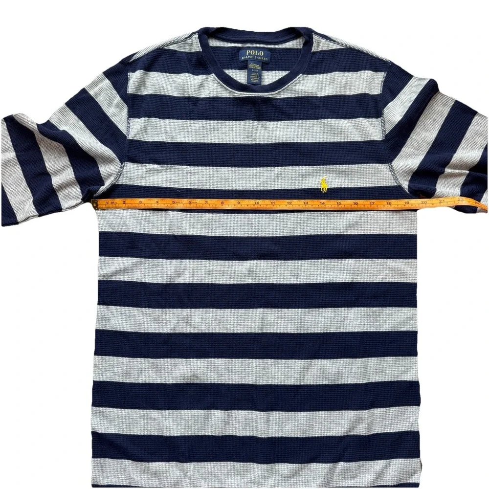 POLO Ralph Lauren Sleepwear Shirt Navy Gray Waffleknit‎ Sz Large